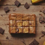 Freshly baked banana brownies with chocolate chunks.