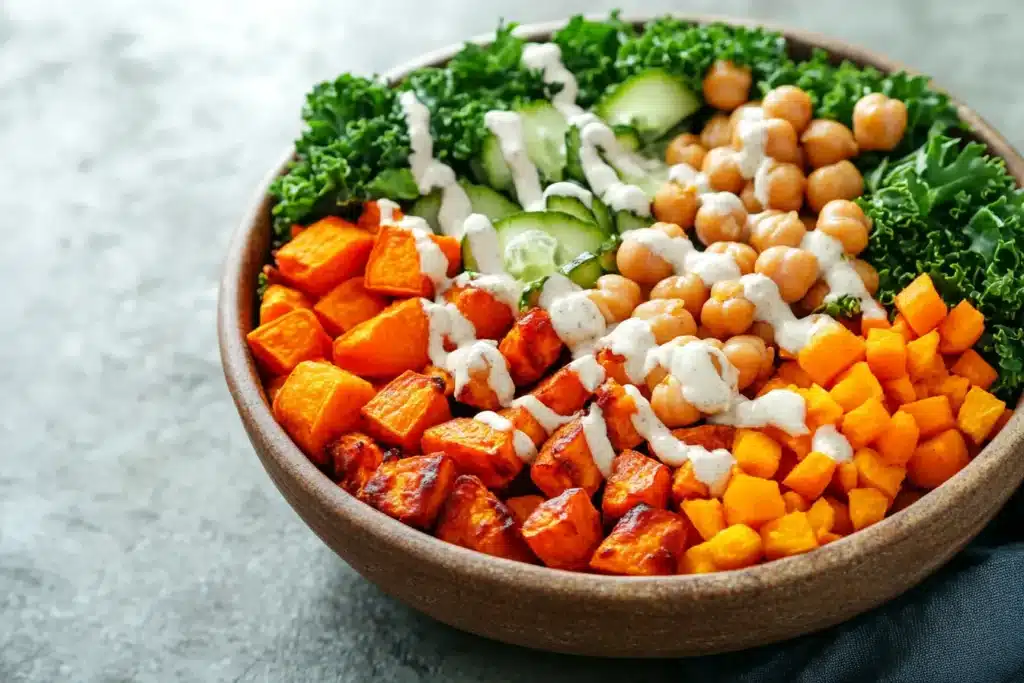 Buddha bowl with tahini dressing
