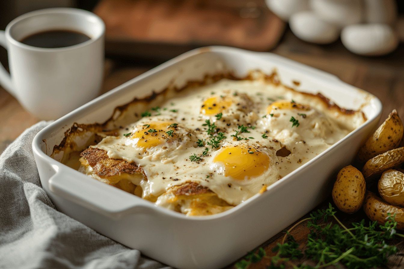 Eggs Benedict Casserole with Hollandaise Sauce