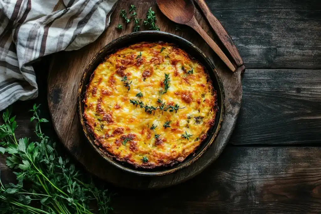 Hash brown casserole fresh from the oven