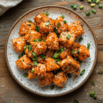 Crispy air fryer salmon bites with bang bang sauce
