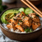 Air Fryer Salmon Bites Bang Bang: Crispy, Creamy, and Irresistible 6 eljamalioussama Air fryer salmon bites served in a rice bowl wi 7377c754 eb4f 4b48 858b b06a1a931c7fpos Air Fryer Salmon Bites Bang Bang: Crispy, Creamy, and Irresistible