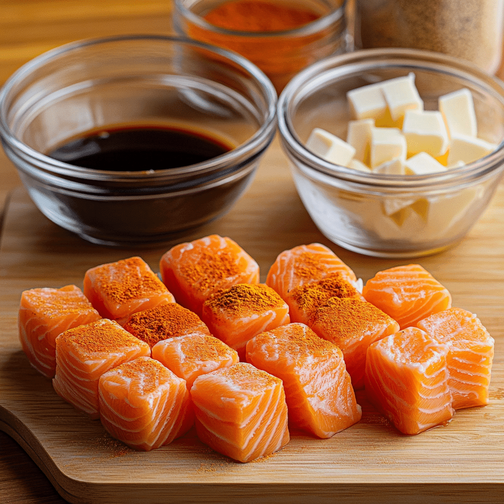 Air Fryer Salmon Bites Bang Bang: Crispy, Creamy, and Irresistible 5 eljamalioussama All raw ingredients for air fryer salmon bites 1cc815a4 8862 4d32 8a0c 6a3f37fdba77pos Air Fryer Salmon Bites Bang Bang: Crispy, Creamy, and Irresistible