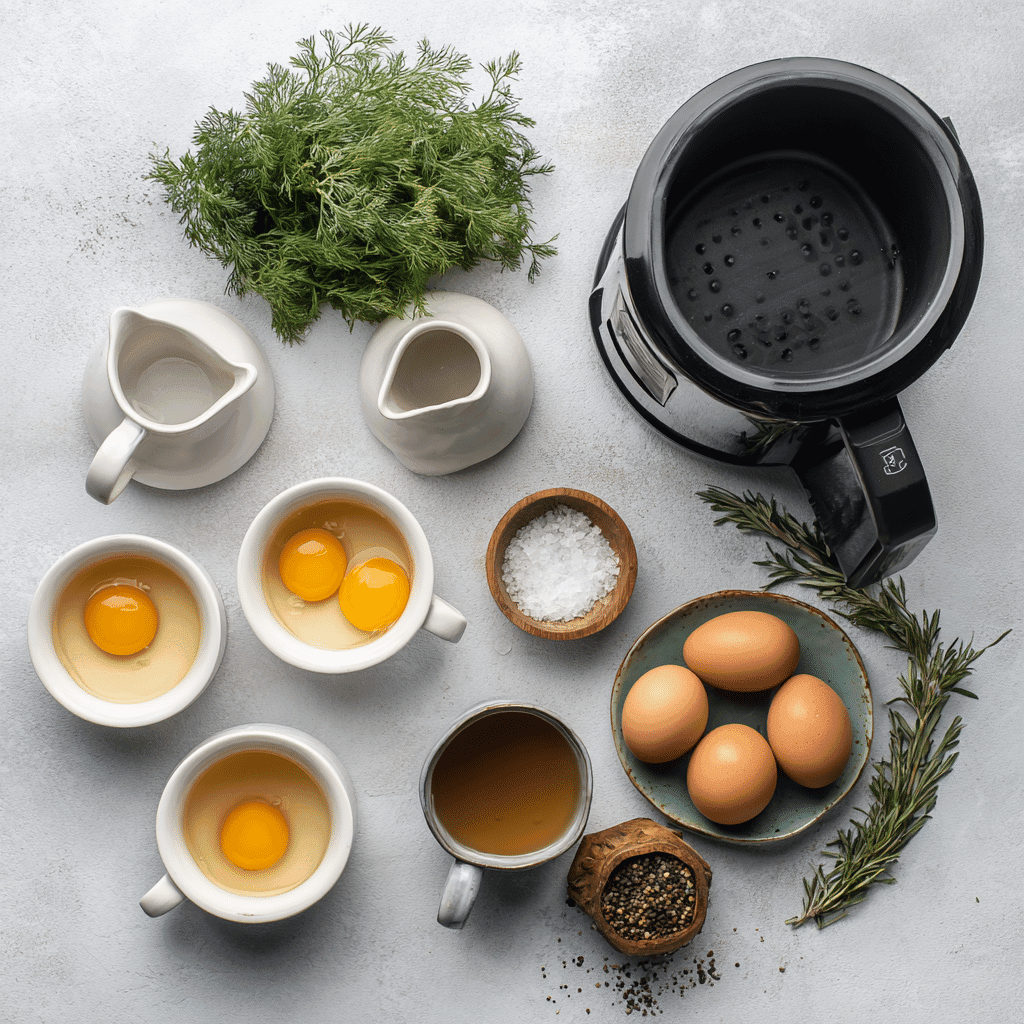 eljamalioussama Flat lay of ingredients for poached eggs eggs w 1fbc001c 4679 4f23 b26a 990c20cbc12bpos Poached Egg in Air Fryer Recipe: Easy, Clean, and Foolproof