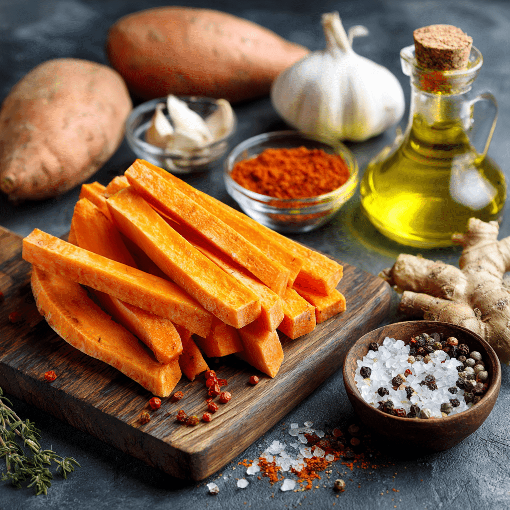 Air Fryer for Sweet Potato Fries: Crispy, Easy, and Irresistibly Healthy 6 eljamalioussama Fresh raw sweet potato sticks olive oil spices 339363dc e5fe 413f 89d0 943b7c1eb662pos Air Fryer for Sweet Potato Fries: Crispy, Easy, and Irresistibly Healthy