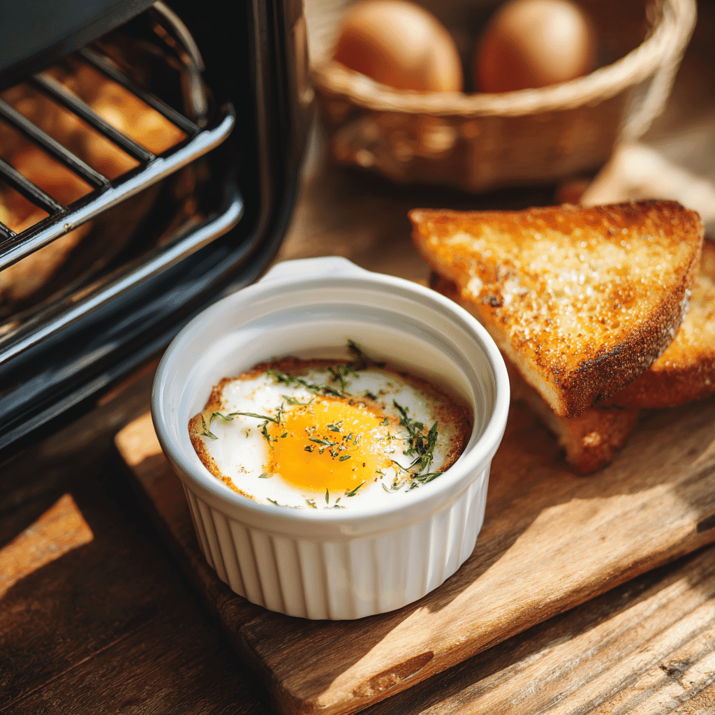 Poached egg in air fryer recipe with ramekin