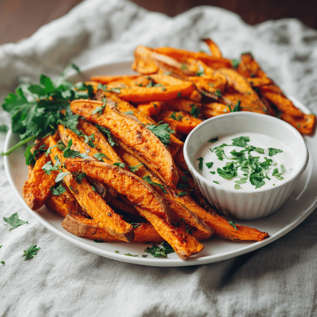 Air Fryer for Sweet Potato Fries: Crispy, Easy, and Irresistibly Healthy 7 eljamalioussama Sweet potato fries served on a white plate with a9cfc7f9 2f79 43e9 8845 4fe3403e7492pos Air Fryer for Sweet Potato Fries: Crispy, Easy, and Irresistibly Healthy