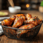 Served frozen chicken wings cooked in air fryer